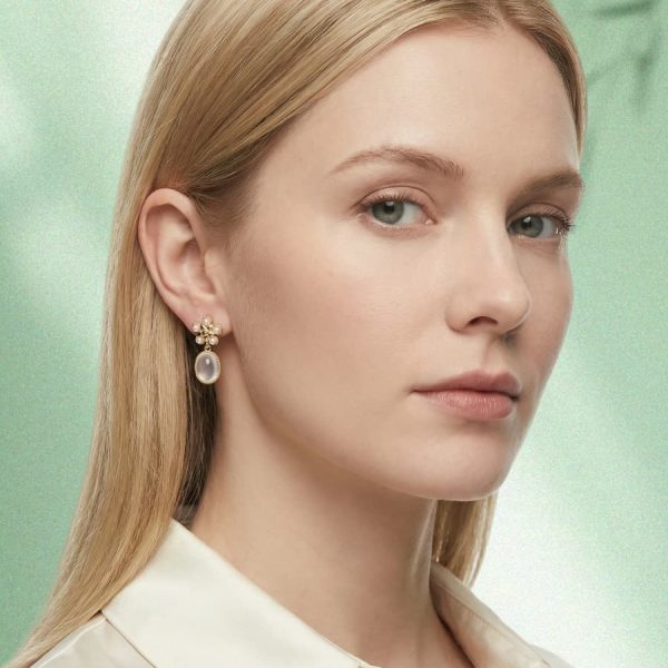 Damen Ohrring mit Rosenkristall Naturstein