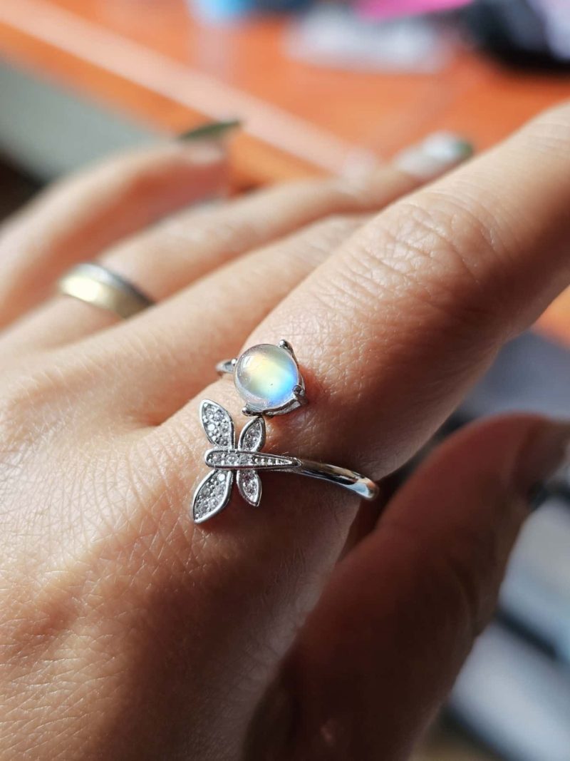 Ring-Mondstein-01 Damenringe Mondstein Madagascar Schmetterling 925 Sterling Silber