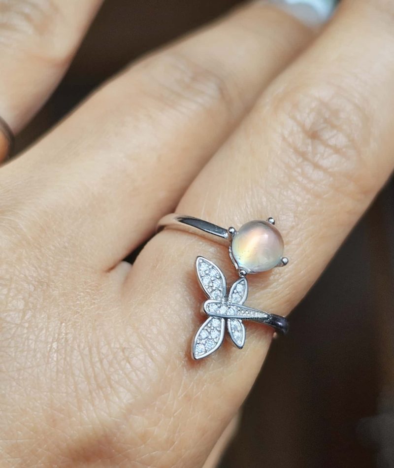 Ring-Mondstein-04 Damenringe Mondstein Madagascar Schmetterling 925 Sterling Silber