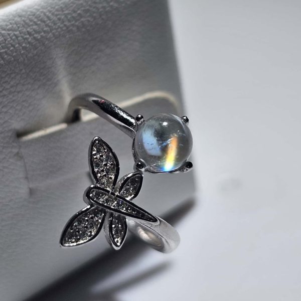 Damenringe Mondstein Madagaskar Schmetterling 925 Sterling Silber