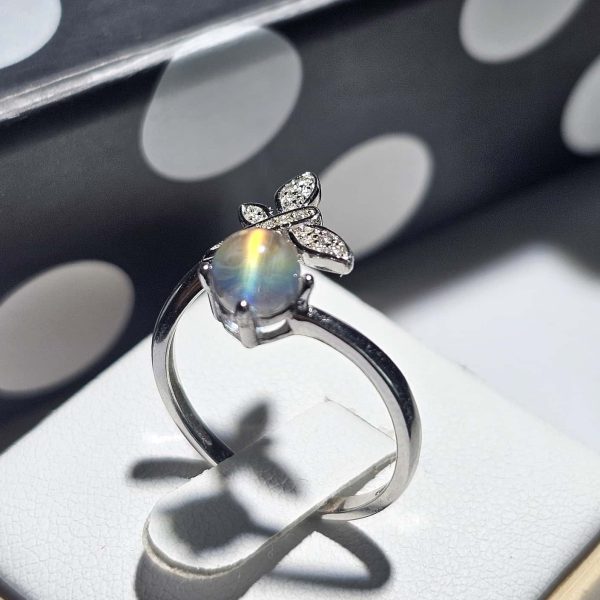 Damenringe Mondstein Madagaskar Schmetterling 925 Sterling Silber