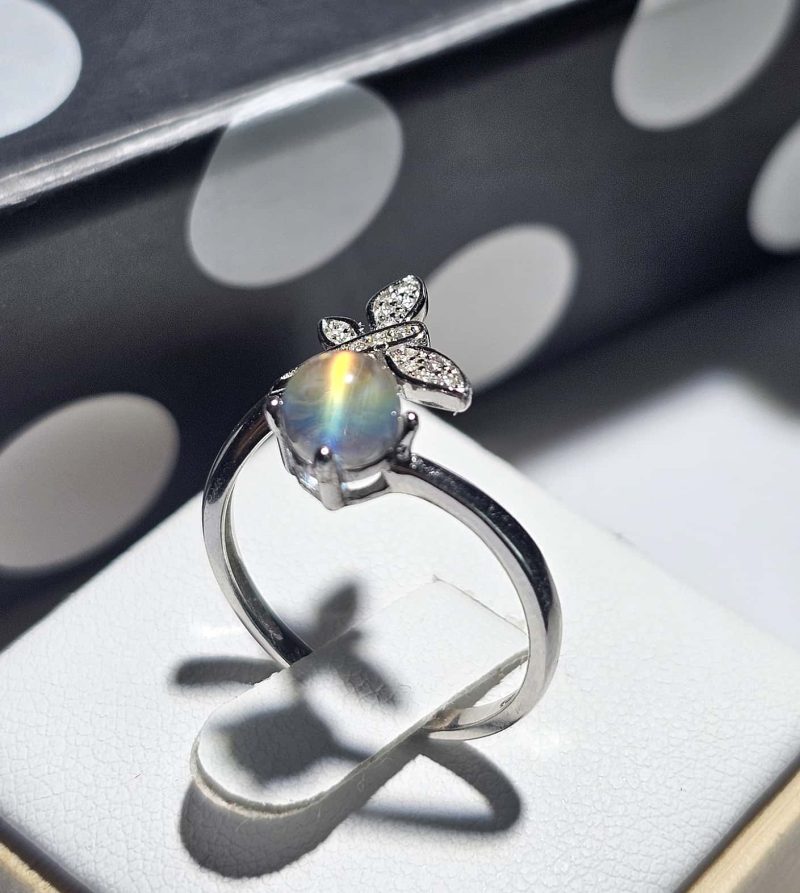 Ring-Mondstein-07 Damenringe Mondstein Madagascar Schmetterling 925 Sterling Silber