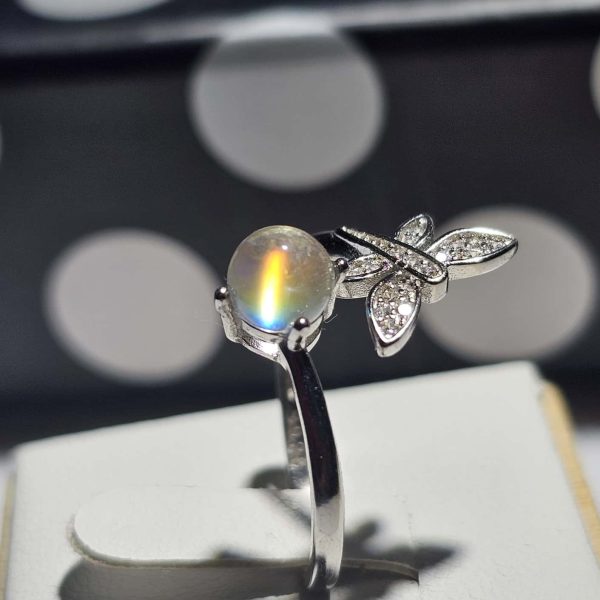 Damenringe Mondstein Madagaskar Schmetterling 925 Sterling Silber