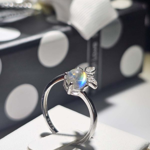 Damenringe Mondstein Madagaskar Schmetterling 925 Sterling Silber