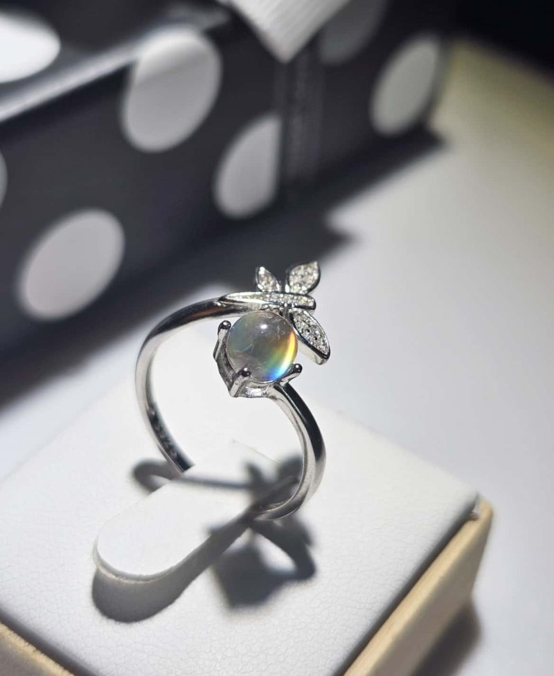 Ring-Mondstein-11 Damenringe Mondstein Madagascar Schmetterling 925 Sterling Silber