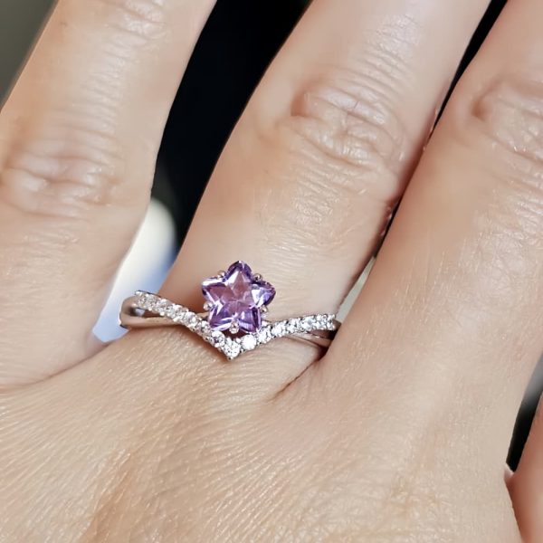 Sterling Silber Amethyst Sternring