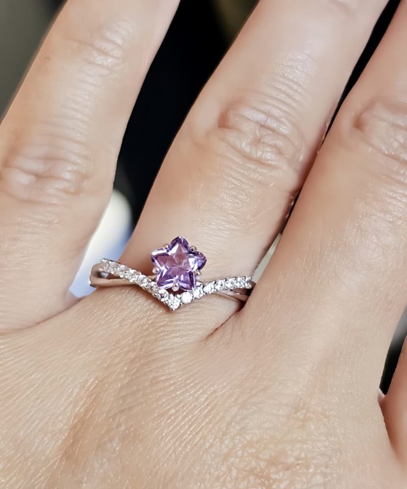 Sterling Silber Amethyst Sternring