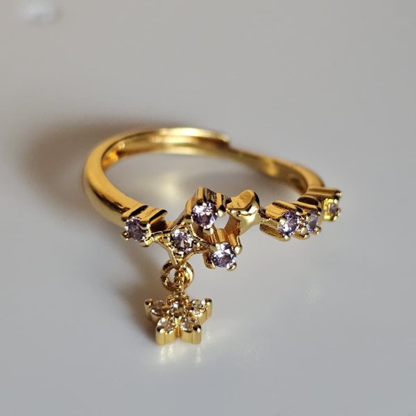 Modeschmuck Damenring mit blauen Kristallen und Sternanhänger – Trend Ringe 2025