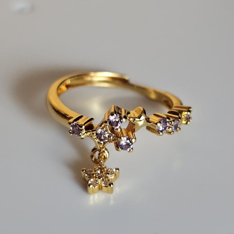 Modeschmuck Damenring mit blauen Kristallen und Sternanhänger – Trend Ringe 2025