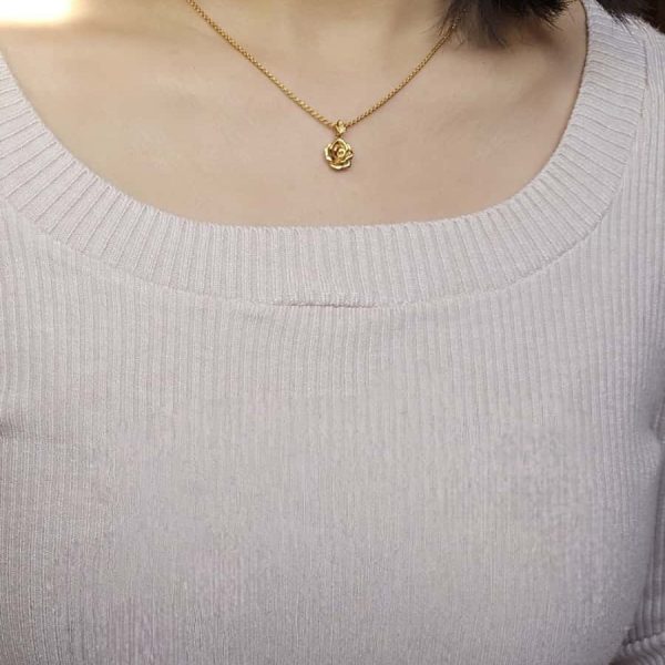 Rosen-DR0006-07 vergoldete Halskette mit Rosen-Anhänger