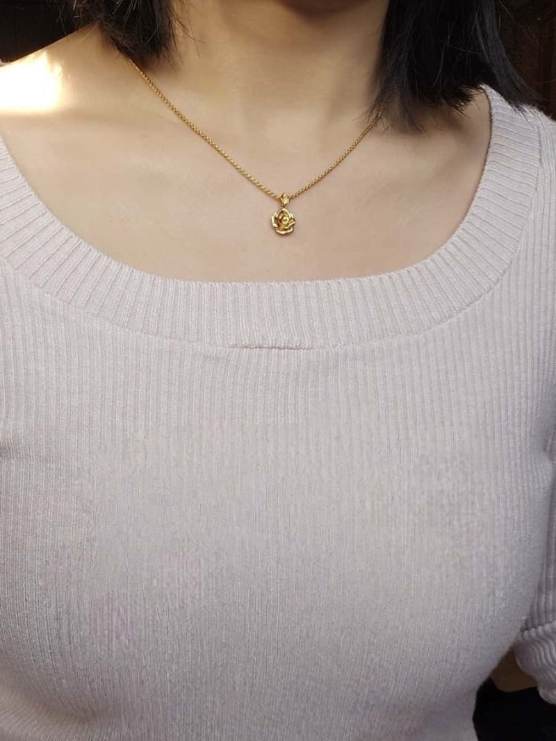 Rosen-DR0006-07 vergoldete Halskette mit Rosen-Anhänger