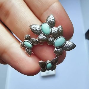 Silber Ohrringe mit Stein Türkis, Schmetterling Design Vintage