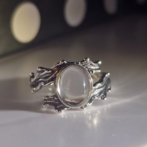 Asymmetrischer Damenring mit Bergkristall und Antikoptik - Vintage Statement Ring Damen Ring mit Stein Klar Kristall