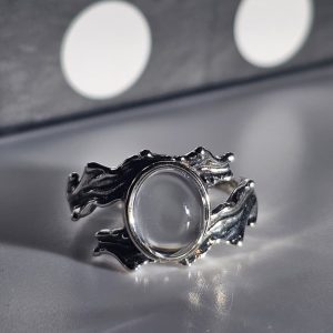Ring-Kristal-02 Damen Ring mit Stein Klar Kristall Weißquarz