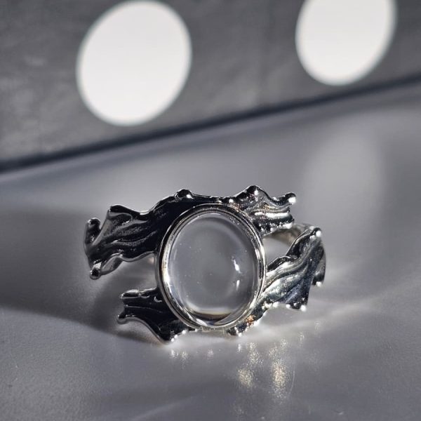 Damen Ring mit Stein Klar Kristall Weißquarz