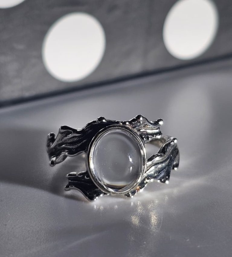 Damen Ring mit Stein Klar Kristall Weißquarz
