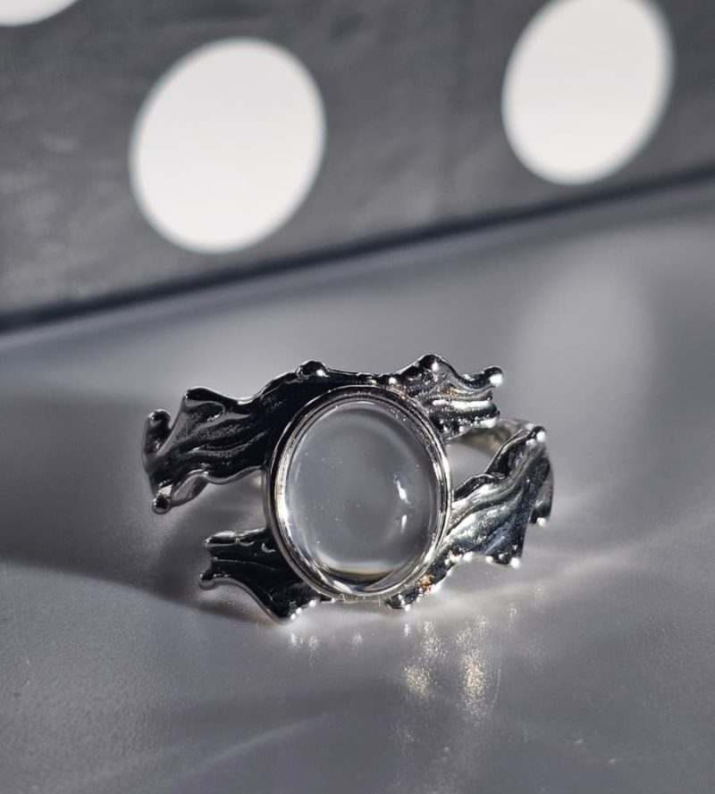 Ring-Kristal-02 Damen Ring mit Stein Klar Kristall Weißquarz