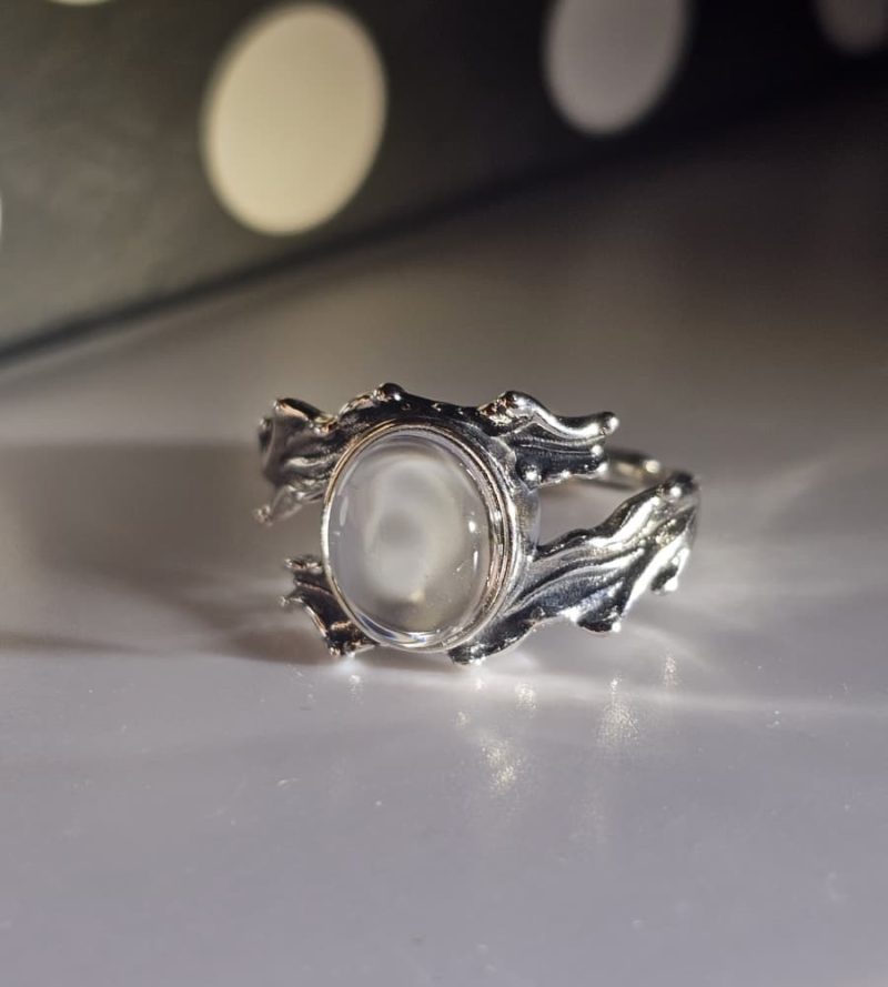 Ring-Kristal-04 Damen Ring mit Stein Klar Kristall Weißquarz