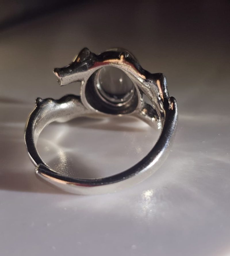 Ring-Kristal-06 Damen Ring mit Stein Klar Kristall Weißquarz