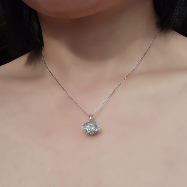 Silber Halsanhänger mit Stein Quarz Kristall Planetenanhänger