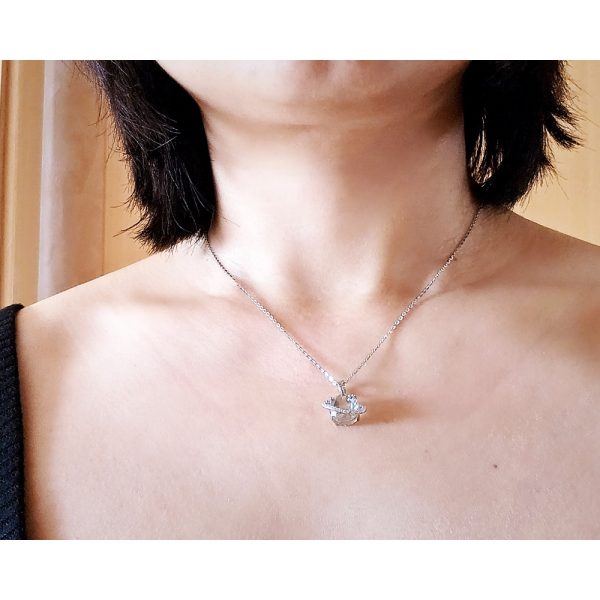 Silber Halsanhänger mit Stein Quarz Kristall Planetenanhänger