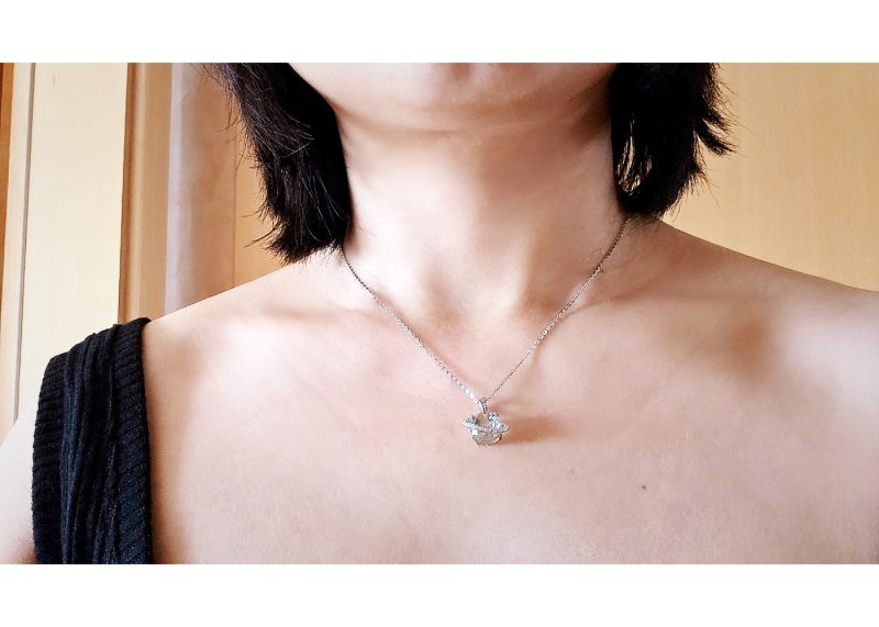 Silber Halsanhänger mit Stein Quarz Kristall Planetenanhänger