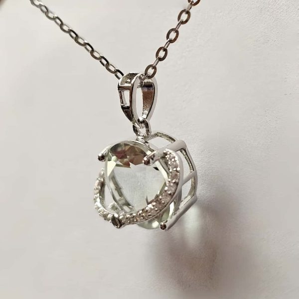 Silber Halsanhänger mit Stein Quarz Kristall Planetenanhänger