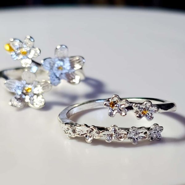 Blüten-Open-Ring im Silberfinish