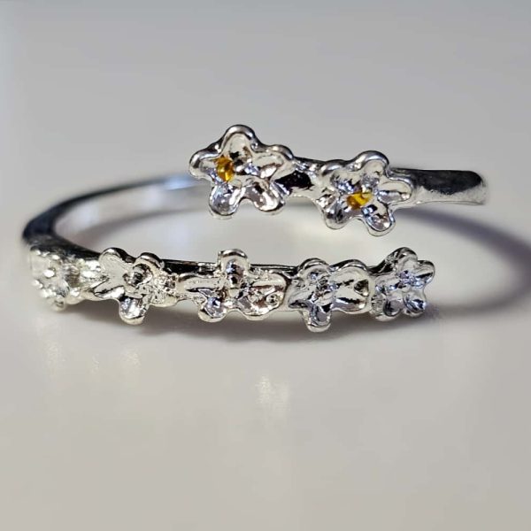 Blüten-Open-Ring im Silberfinish Klein