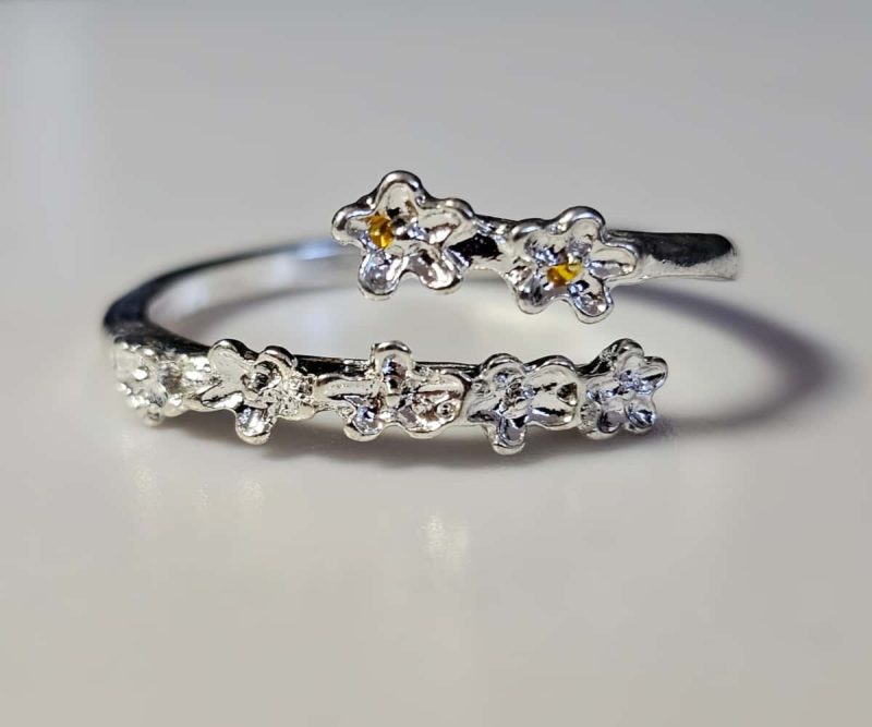 Blüten-Open-Ring im Silberfinish Klein