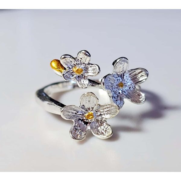 Blüten-Open-Ring im Silberfinish Große