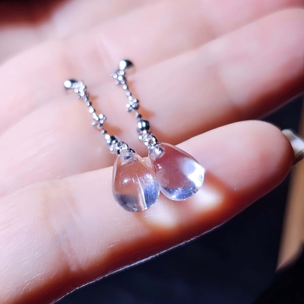 Cleardrop-OR0015-03 Ohrringe mit weißen Bergkristall-Tropfen aus Silber