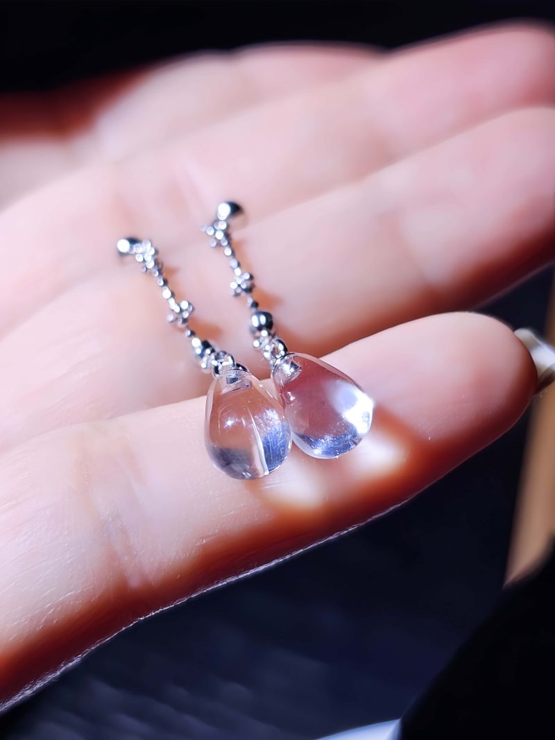 Cleardrop-OR0015-03 Ohrringe mit weißen Bergkristall-Tropfen aus Silber