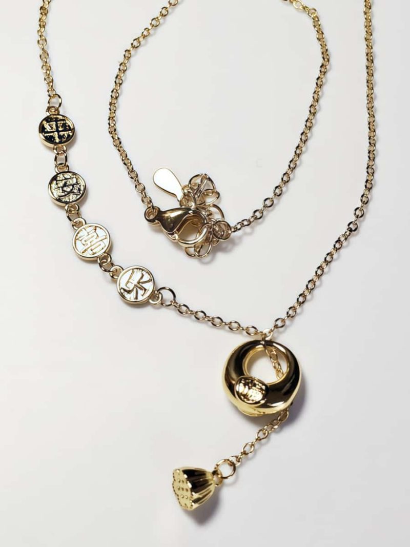 Vergoldete Halskette mit Glücksbeutel-Anhänger