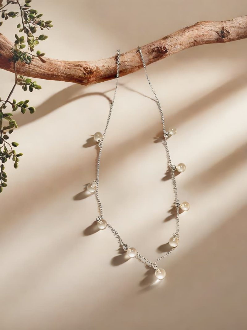 925er Silber Sternenlicht Halskette mit Weißkristall