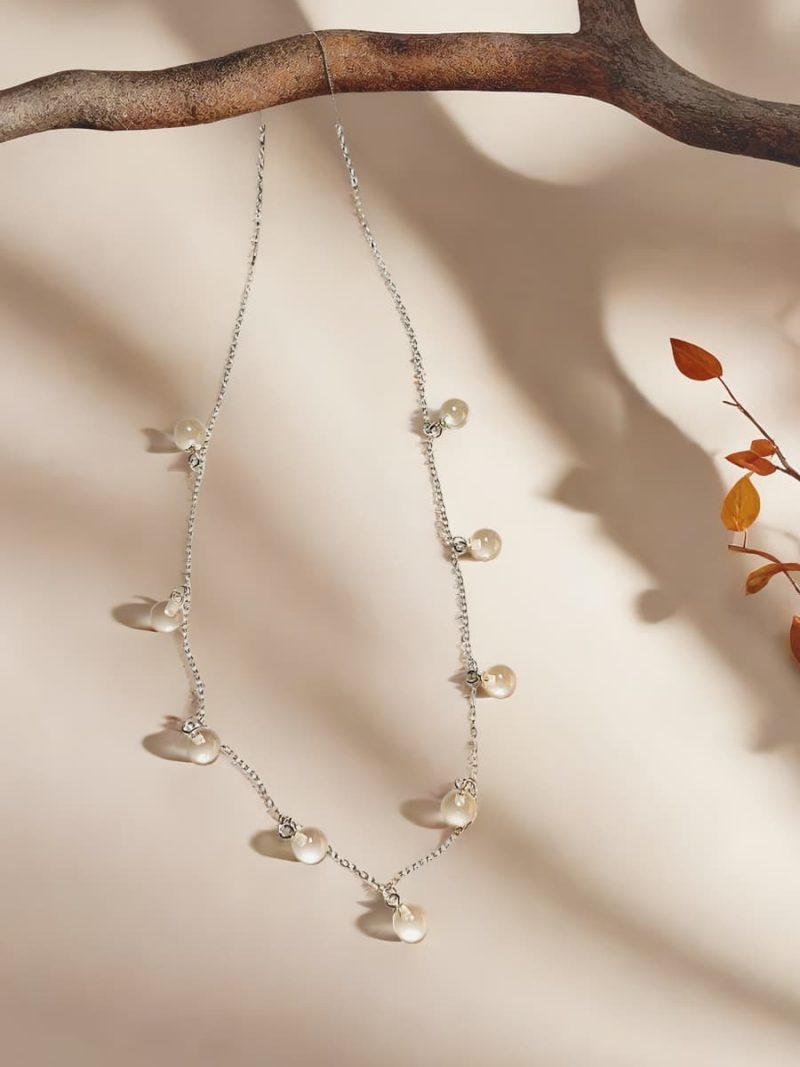 925er Silber Sternenlicht Halskette mit Weißkristall