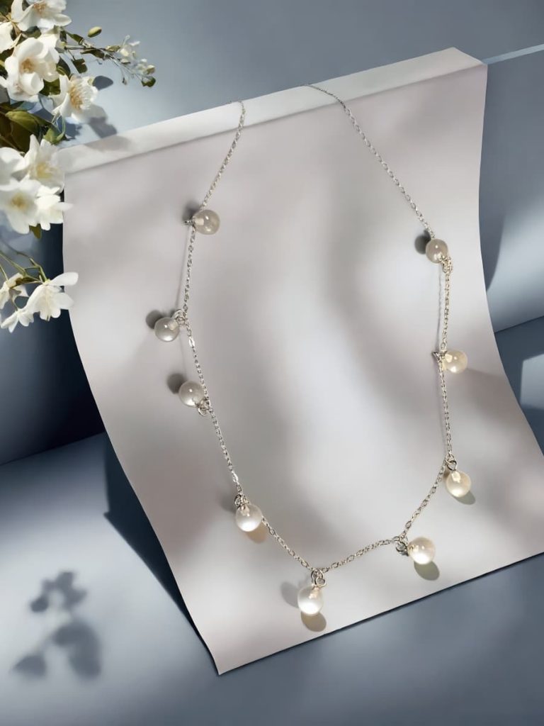 925er Silber Sternenlicht Halskette mit Weißkristall