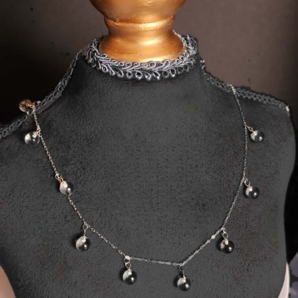 925er Silber Sternenlicht Halskette mit Weißkristall