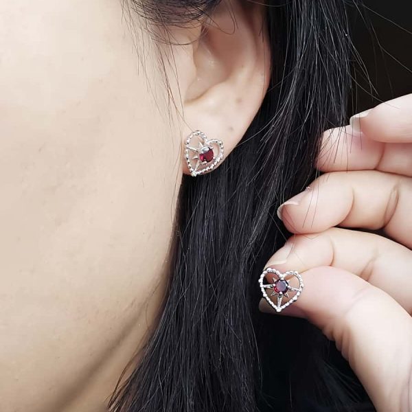 Herz-Stern-Ohrringe mit Granat