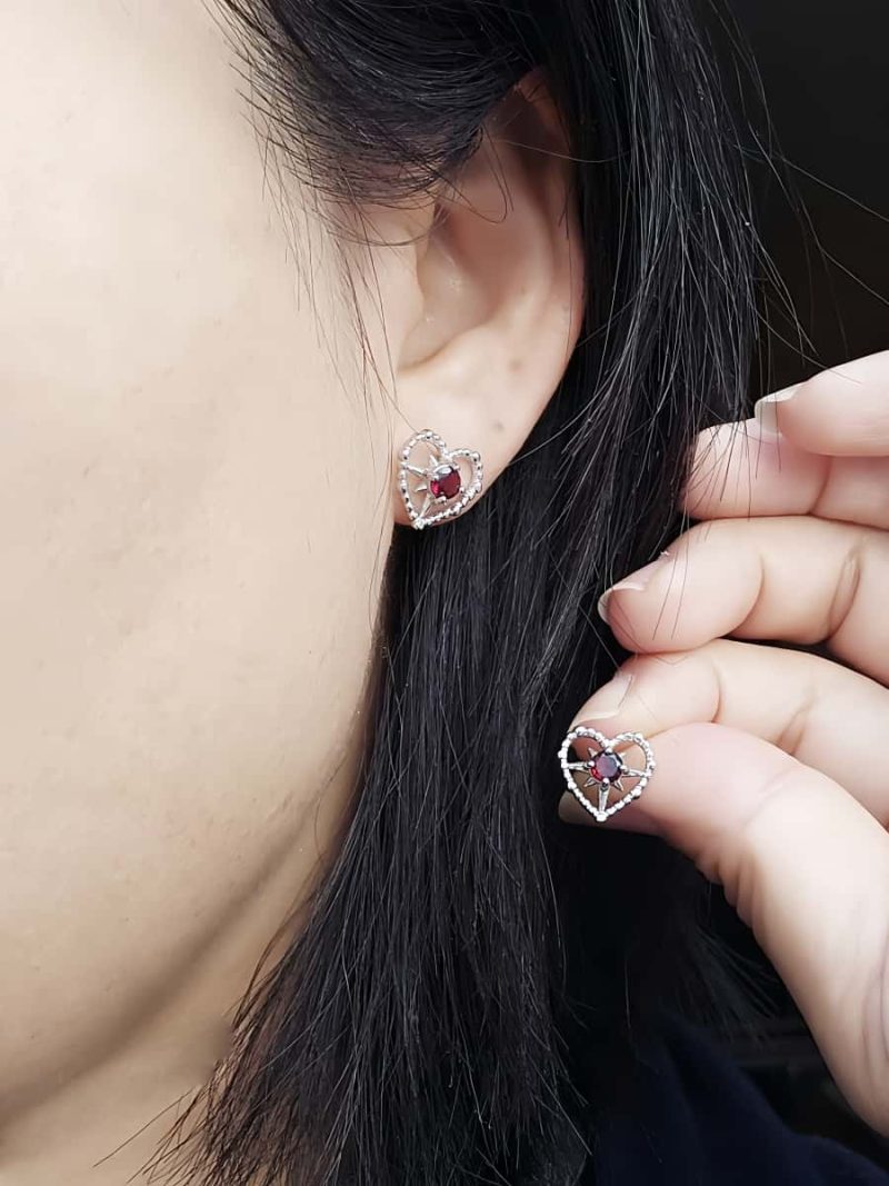 Herz-Stern-Ohrringe mit Granat