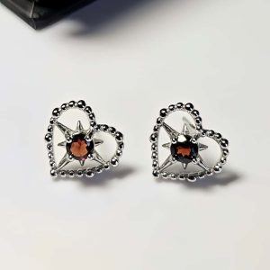 Herz-Stern-Ohrringe mit Granat