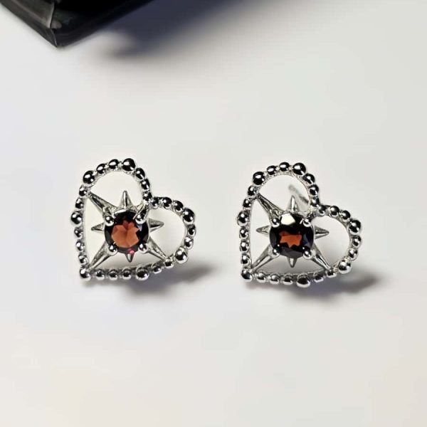 Herz-Stern-Ohrringe mit Granat