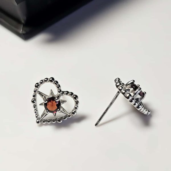 Herz-Stern-Ohrringe mit Granat