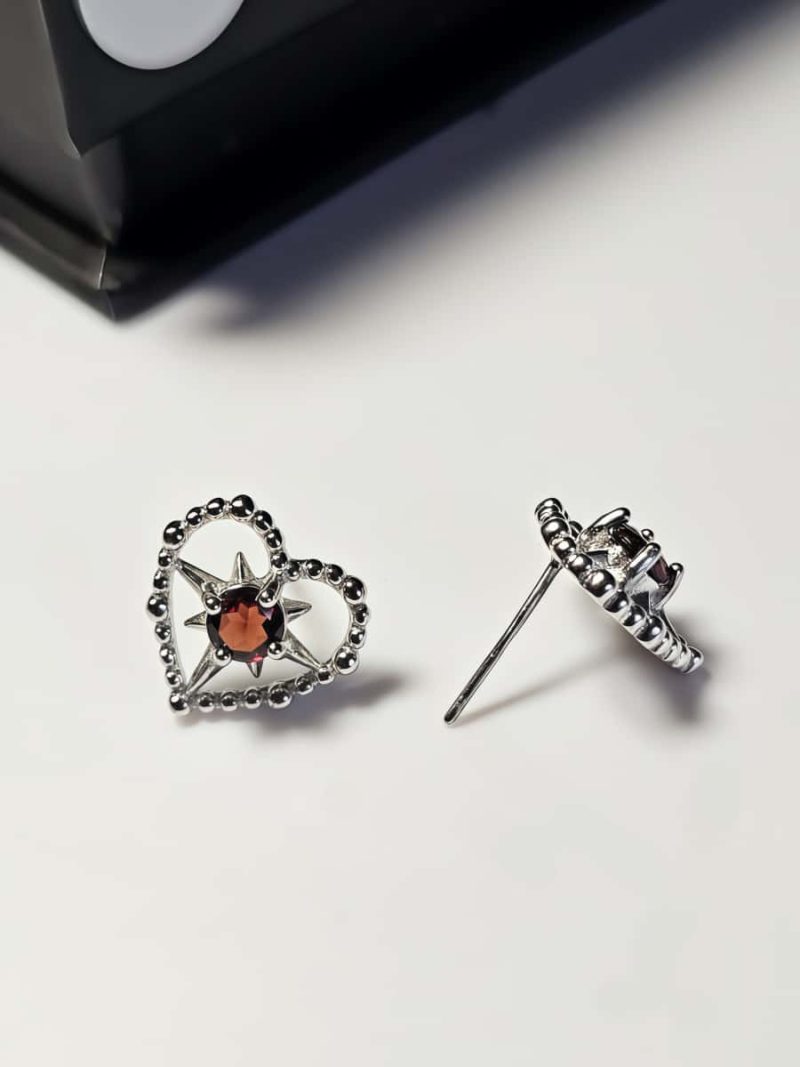 Herz-Stern-Ohrringe mit Granat