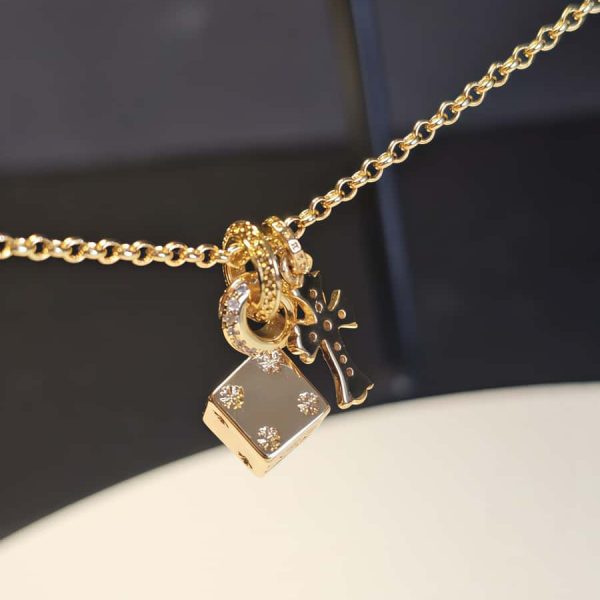 Vergoldete Kreuz und Würfeln Doppelanhänger Halskette