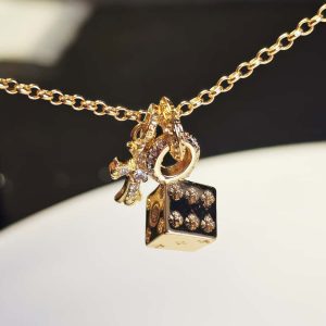 Vergoldete Kreuz und Würfeln Doppelanhänger Halskette