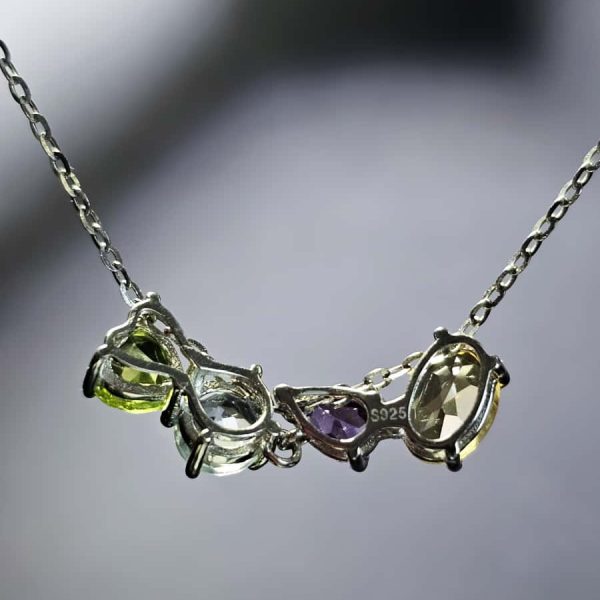 Mehrstein-HK0011-02 Anhänger aus 925 Silber mit Citrin, Amethyst, Topas und Peridot – vielseitig tragbar durch Universalverschluss