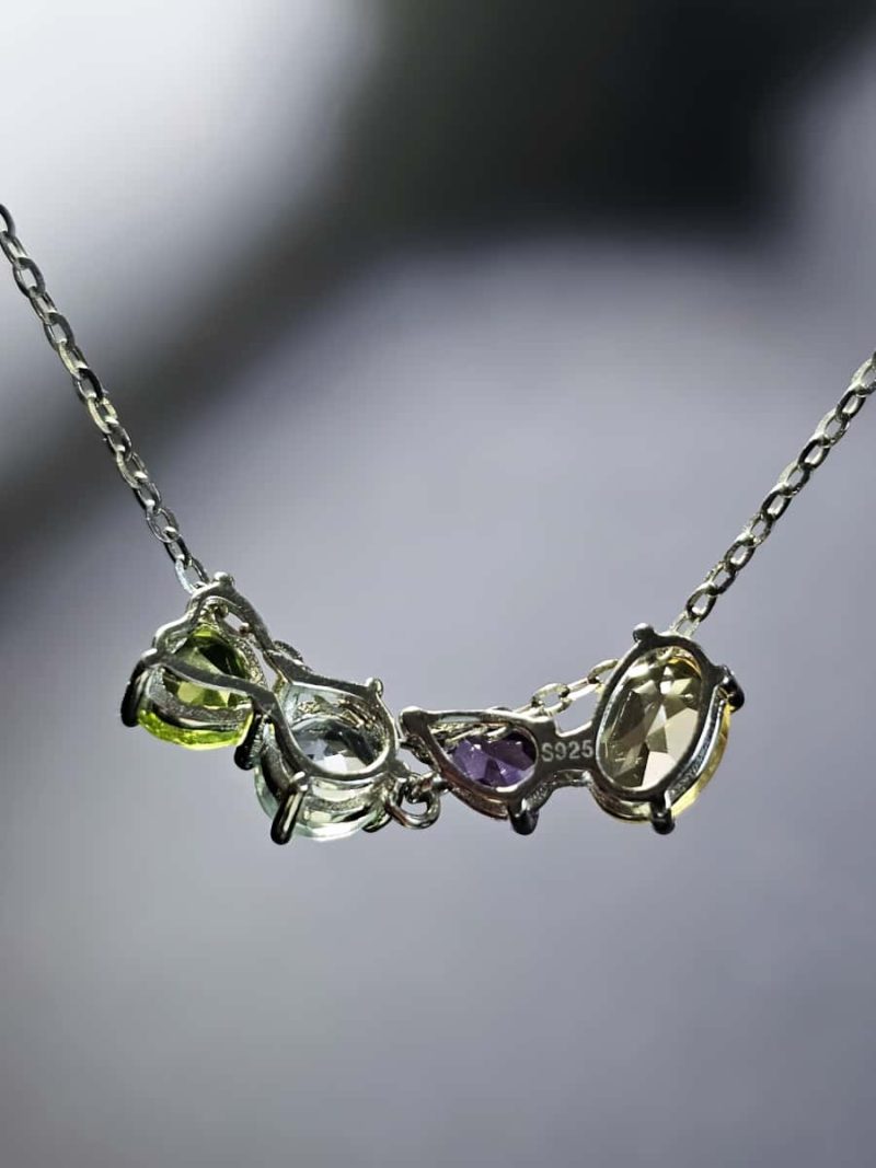 Mehrstein-HK0011-02 Anhänger aus 925 Silber mit Citrin, Amethyst, Topas und Peridot – vielseitig tragbar durch Universalverschluss