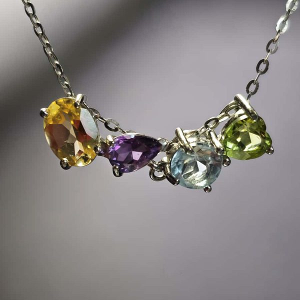 Anhänger aus 925 Silber mit Citrin, Amethyst, Topas und Peridot – vielseitig tragbar durch Universalverschluss
