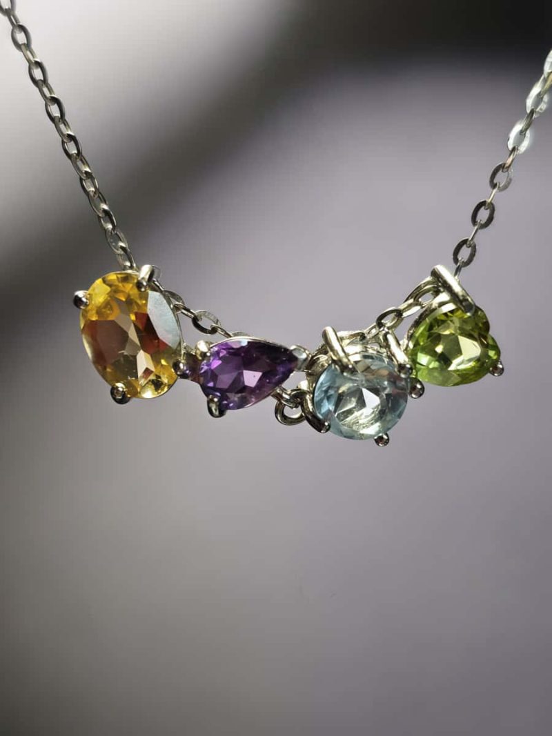 Anhänger aus 925 Silber mit Citrin, Amethyst, Topas und Peridot – vielseitig tragbar durch Universalverschluss
